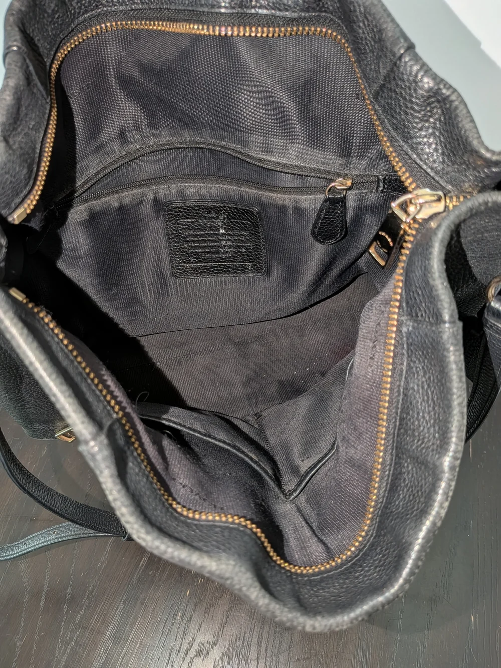 Coach Scout Black Leather Hobo Bag with Gold Hardware